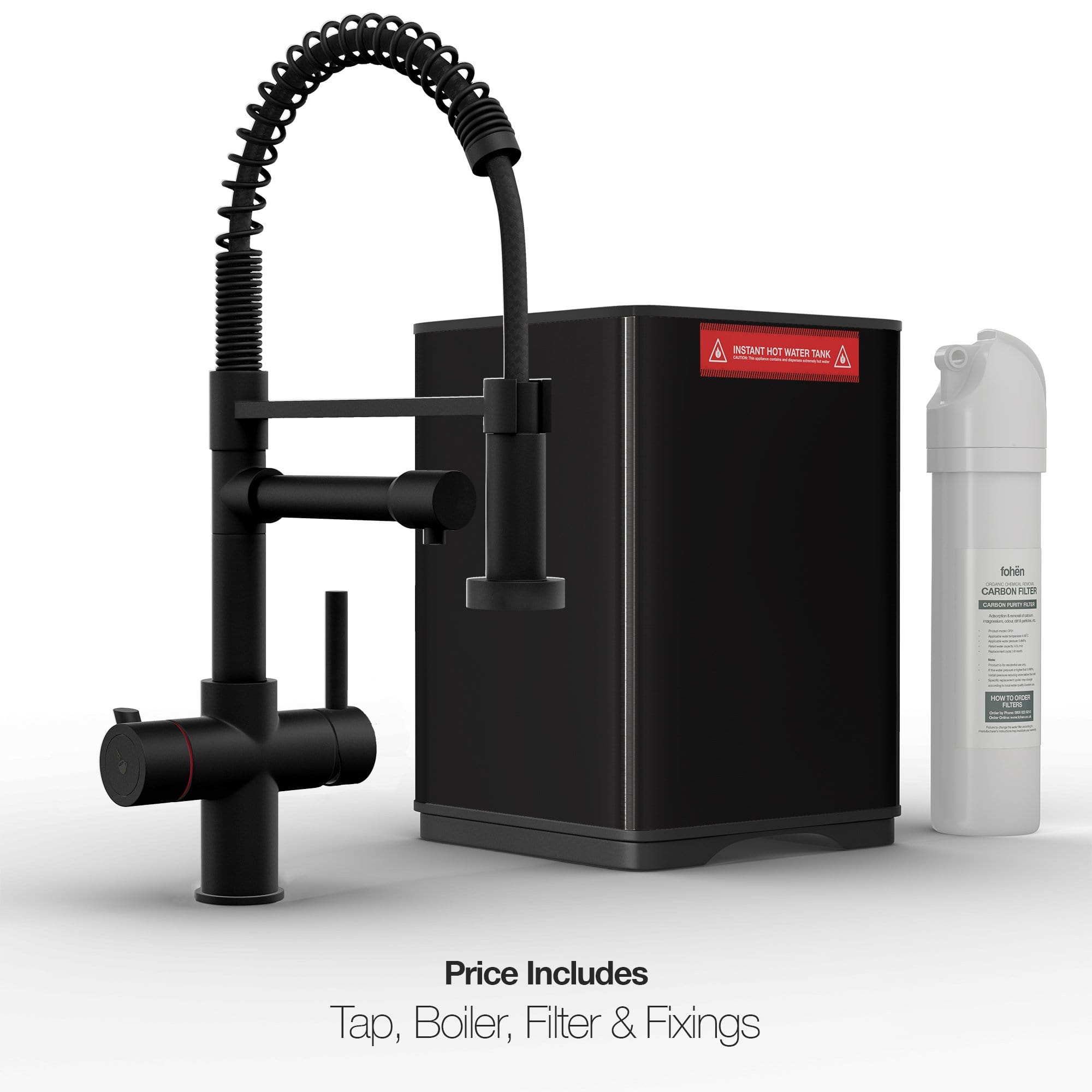 Fohen Fohen Flex | Matt Black Boiling Water Tap | Flexible Spout