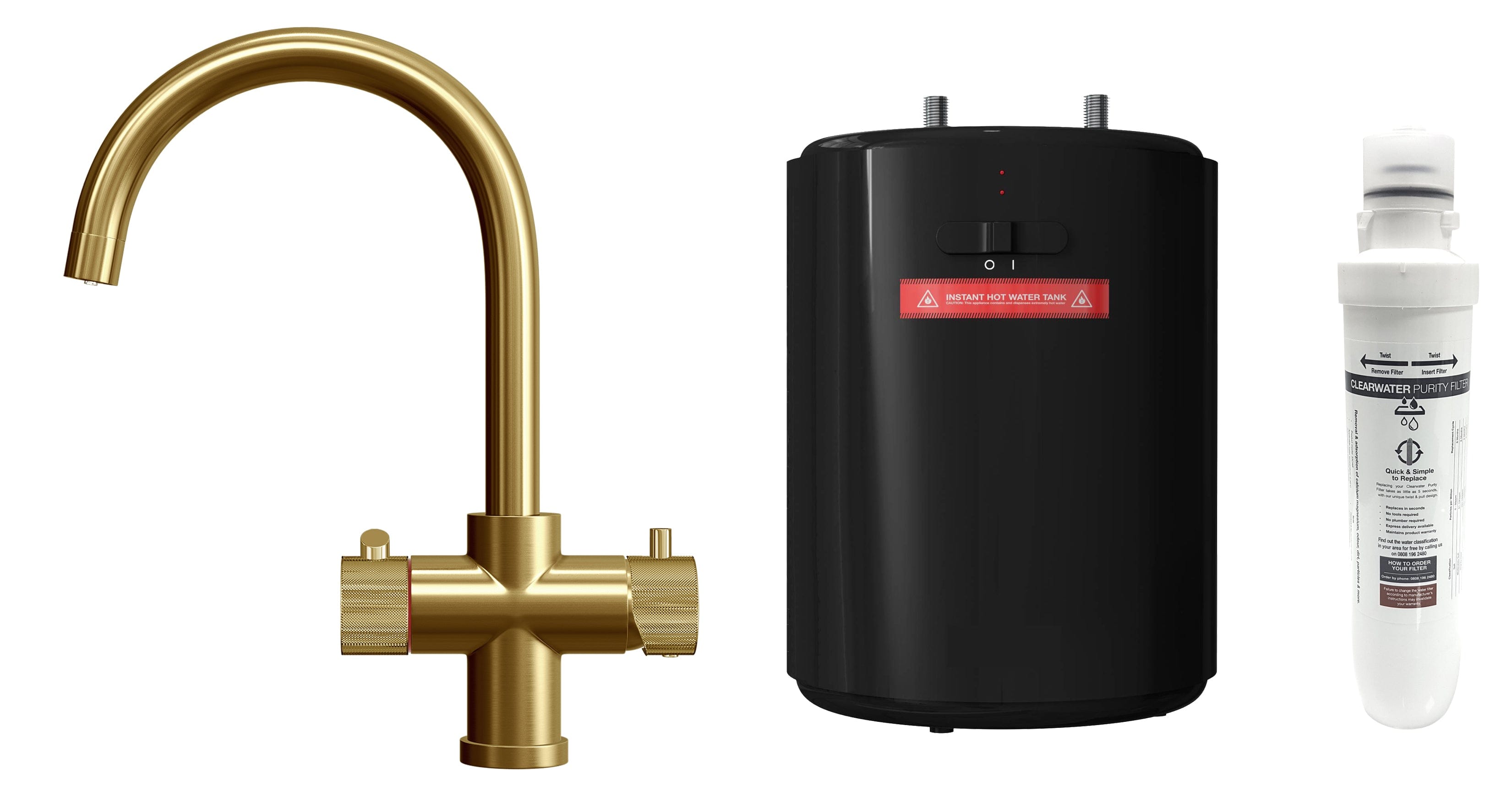 Fohen Fohen Focetti Brushed Gold 3-in-1 Boiling Water Tap